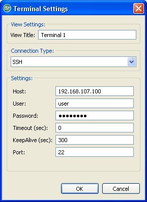 Terminal Settings dialog - SSH Connection
